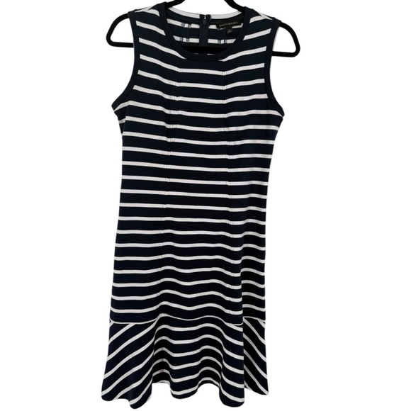 Banana Republic Sleeveless Striped Ruffle Flounce Hem Dress Sz 6 Preppy Nautical - Picture 5 of 15